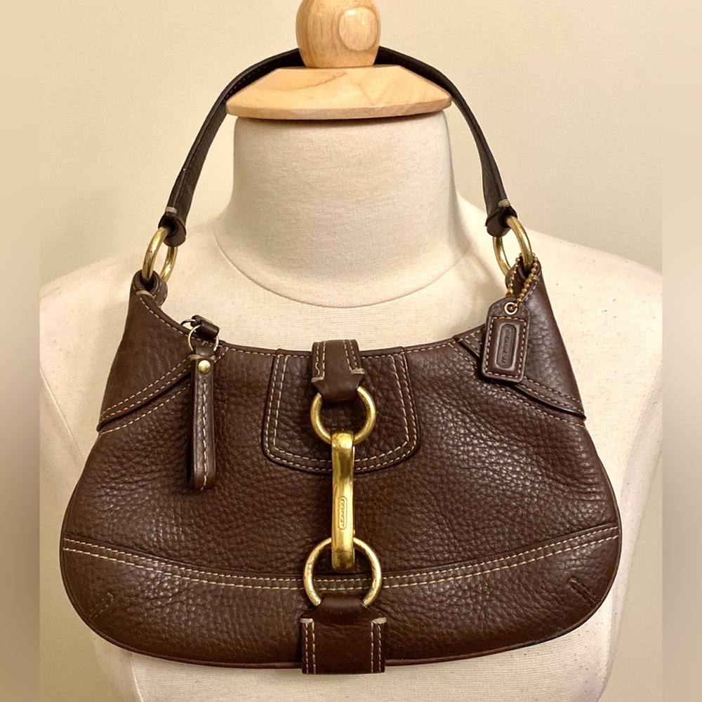 Coach Brown Mini Bag with Gold Accents